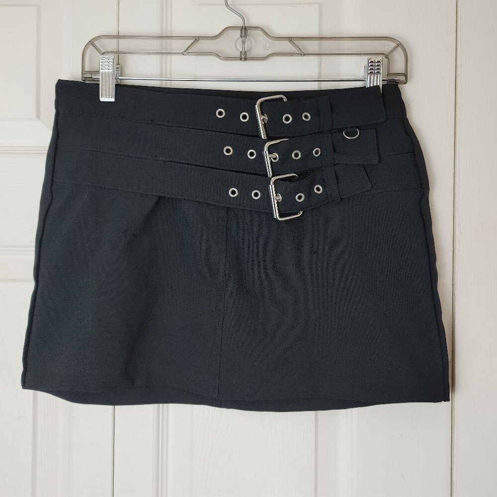Rampage Black Buckle Mini Skirt